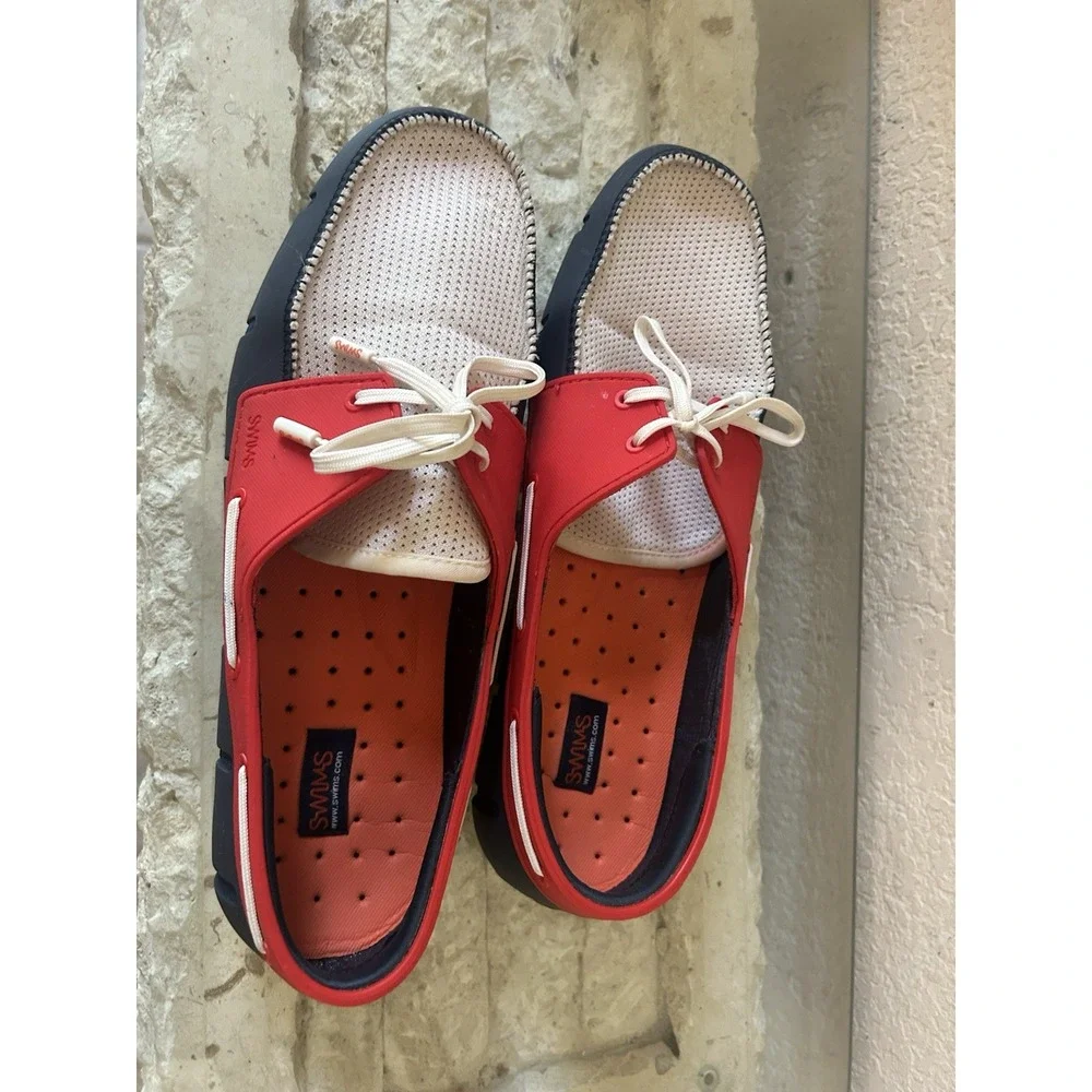 SWIMS Mens Size 10  Mesh Water Boat Pool Loafers Shoes Slip Patriotic Colors